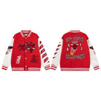 Rote Varsity-Jacke aus Wolle mit Aufnähern – Herren