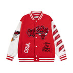 Rote Varsity-Jacke aus Wolle mit Aufnähern – Herren