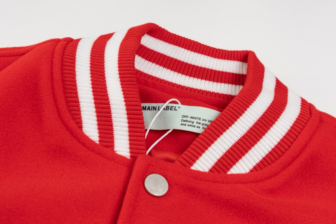 Rote Varsity-Jacke aus Wolle mit Aufnähern – Herren