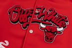 Rote Varsity-Jacke aus Wolle mit Aufnähern – Herren