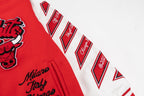 Rote Varsity-Jacke aus Wolle mit Aufnähern – Herren