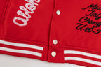 Rote Varsity-Jacke aus Wolle mit Aufnähern – Herren