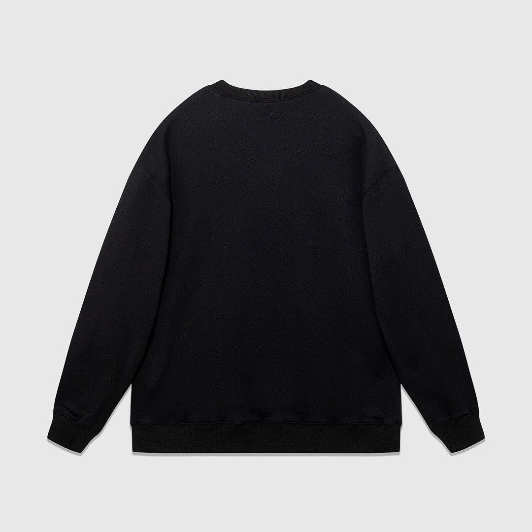 Schwarzes Baumwoll-Monogramm-Crewneck – Herren