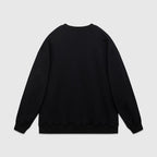 Schwarzes Baumwoll-Rundhals-Sweatshirt mit weißem Text – Herren