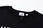 Schwarzes Baumwoll-Rundhals-Sweatshirt mit weißem Text – Herren