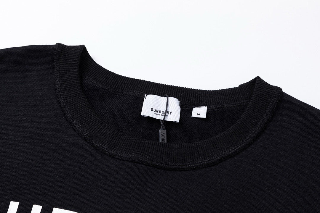 Schwarzes Baumwoll-Rundhals-Sweatshirt mit weißem Text – Herren