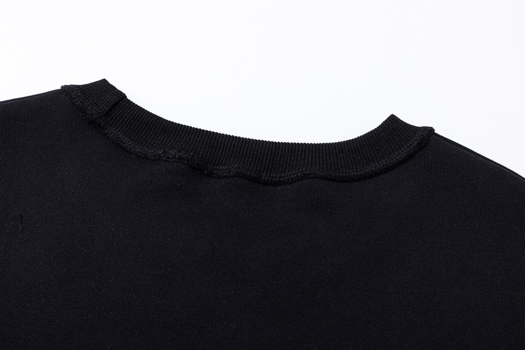 Schwarzes Baumwoll-Rundhals-Sweatshirt mit weißem Text – Herren