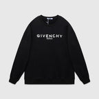 Schwarzes Baumwoll-Rundhals-Sweatshirt mit Brustaufdruck – Herren