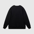 Schwarzes Baumwoll-Rundhals-Sweatshirt mit Brustaufdruck – Herren