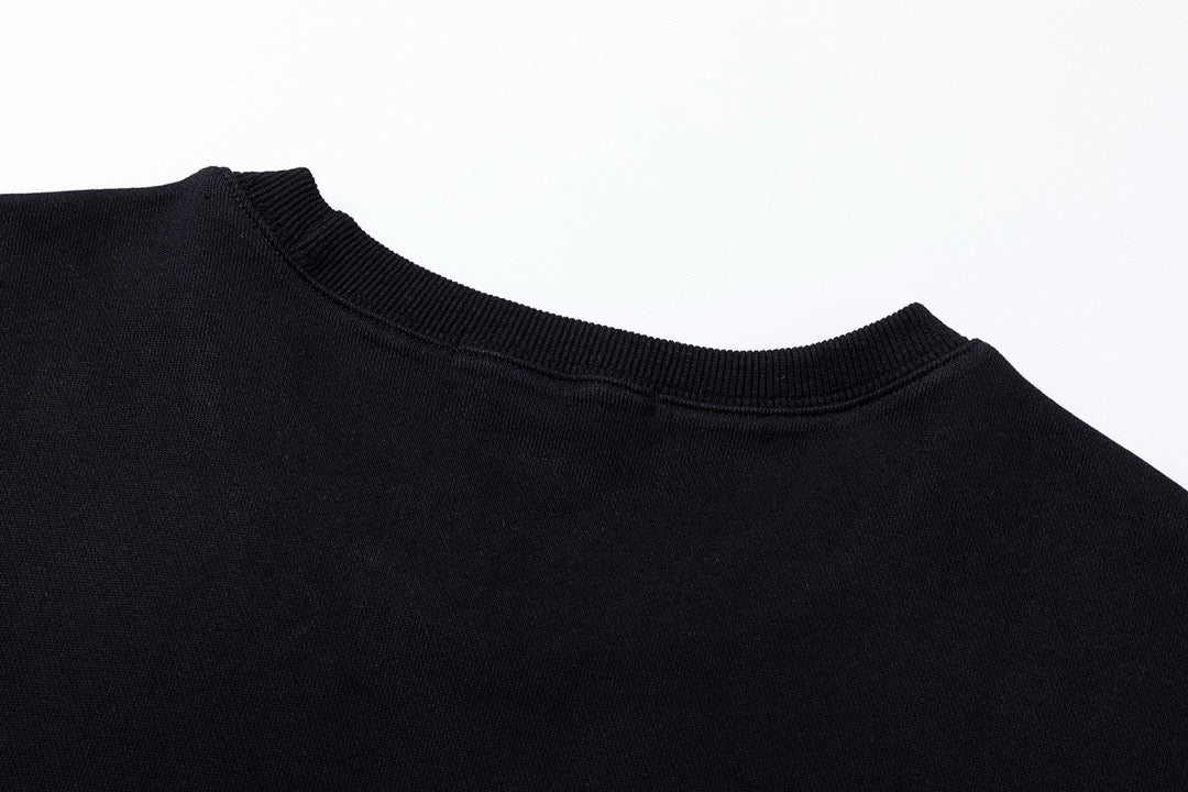 Schwarzes Baumwoll-Rundhals-Sweatshirt mit Brustaufdruck – Herren