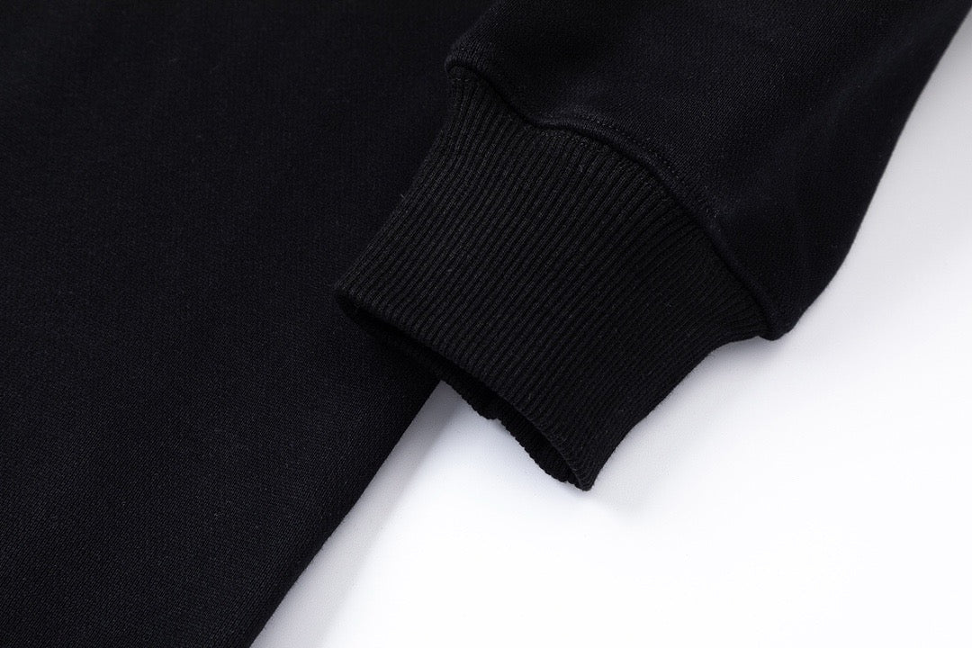 Schwarzes Baumwoll-Rundhals-Sweatshirt mit Brustaufdruck – Herren