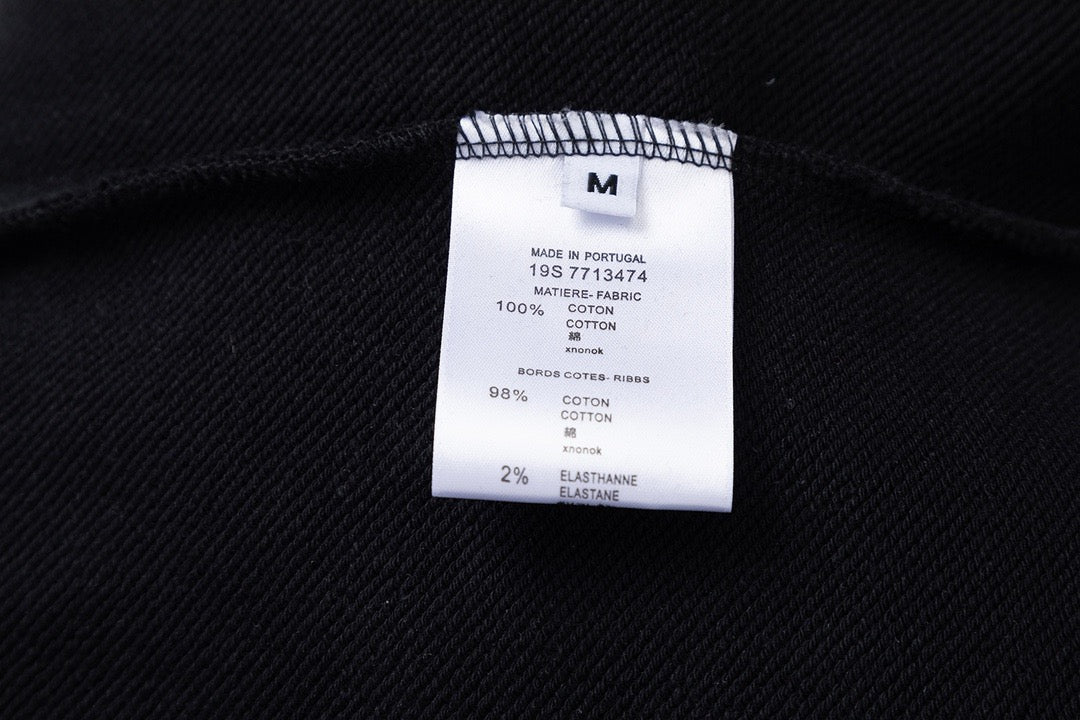 Schwarzes Baumwoll-Rundhals-Sweatshirt mit Brustaufdruck – Herren
