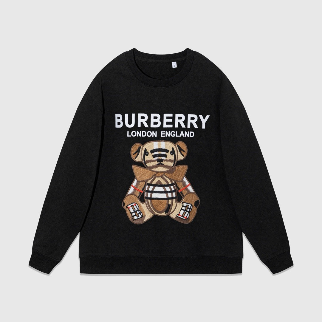 Schwarzes Baumwoll-Sweatshirt mit Bärengrafik – Herren