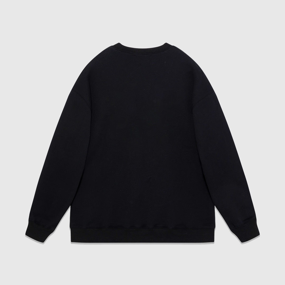 Schwarzes Baumwoll-Sweatshirt mit Bärengrafik – Herren