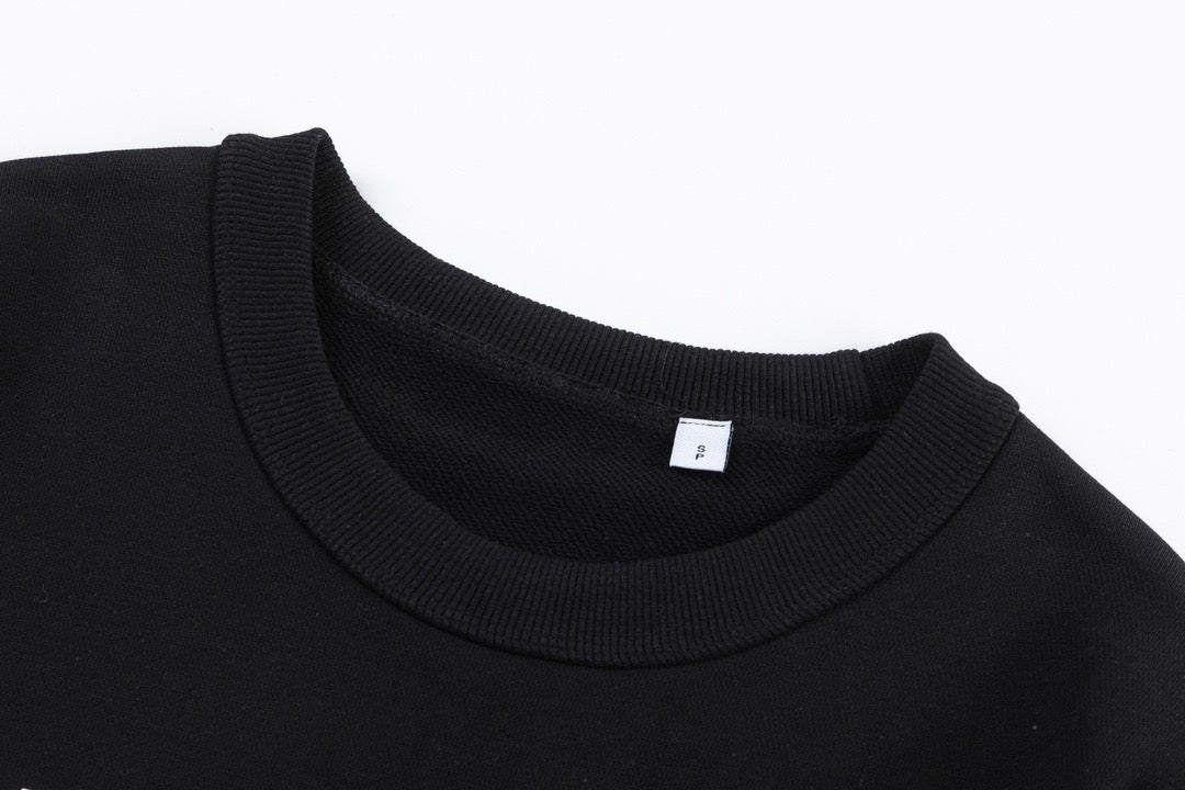 Schwarzes Baumwoll-Sweatshirt mit Bärengrafik – Herren