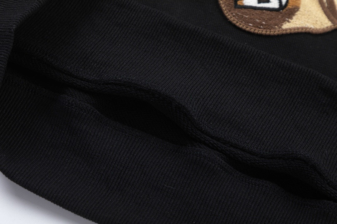 Schwarzes Baumwoll-Sweatshirt mit Bärengrafik – Herren