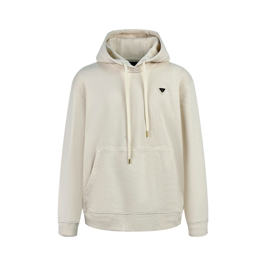 Cremefarbener Baumwoll-Logo-Pullover – Herren