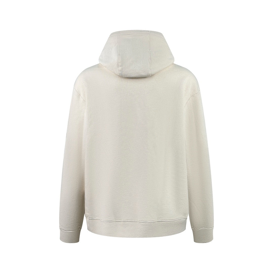 Cremefarbener Baumwoll-Logo-Pullover – Herren
