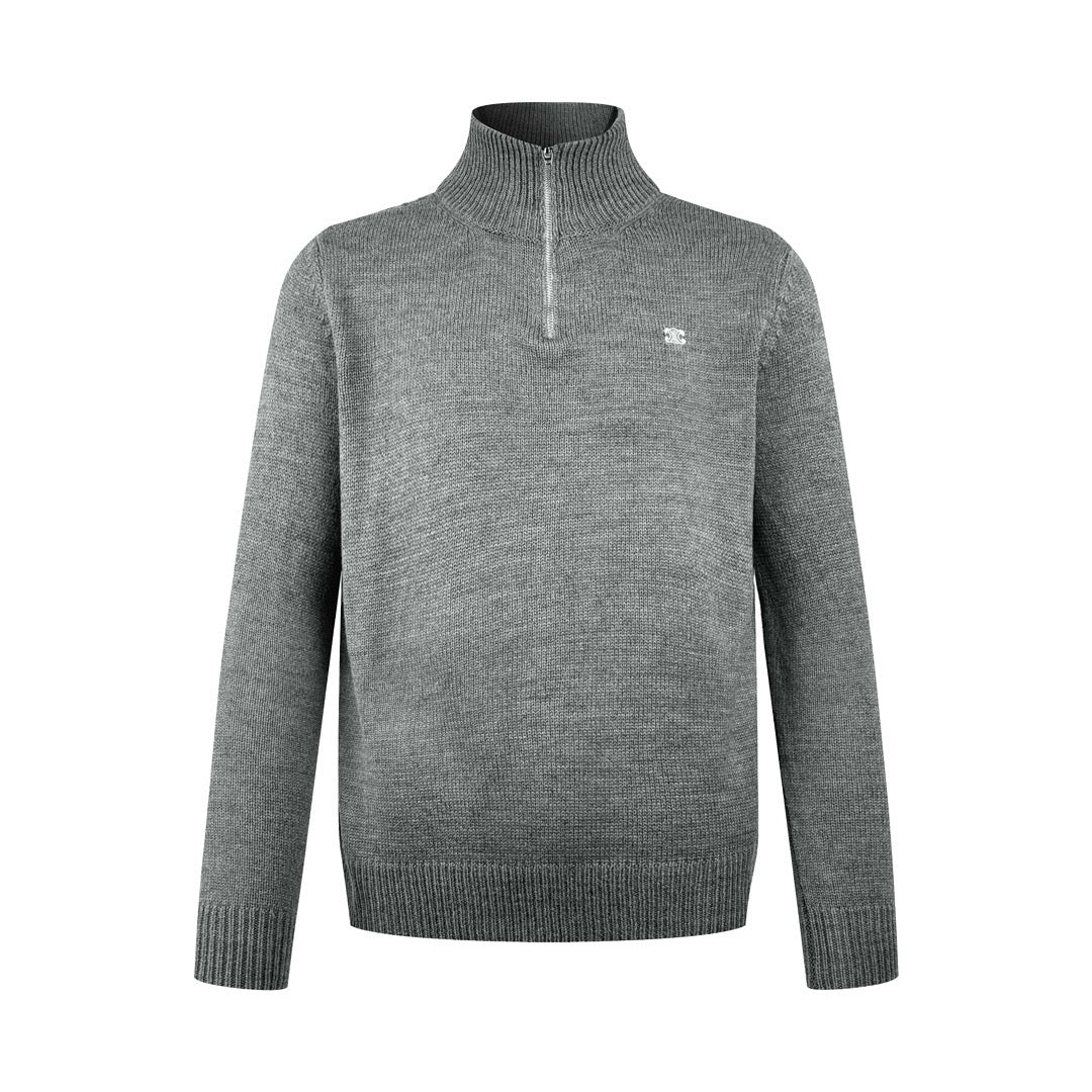 Schwarzer Halb-Reißverschluss-Pullover aus Wolle – Herren