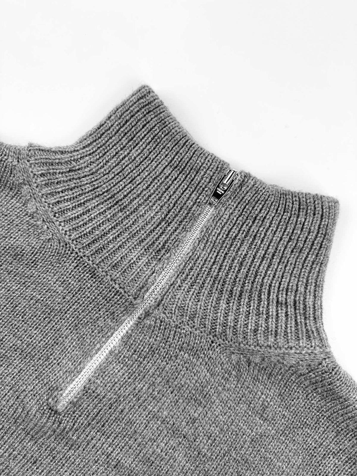 Schwarzer Halb-Reißverschluss-Pullover aus Wolle – Herren