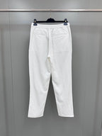 White Cotton Drawstring Straight - Men's