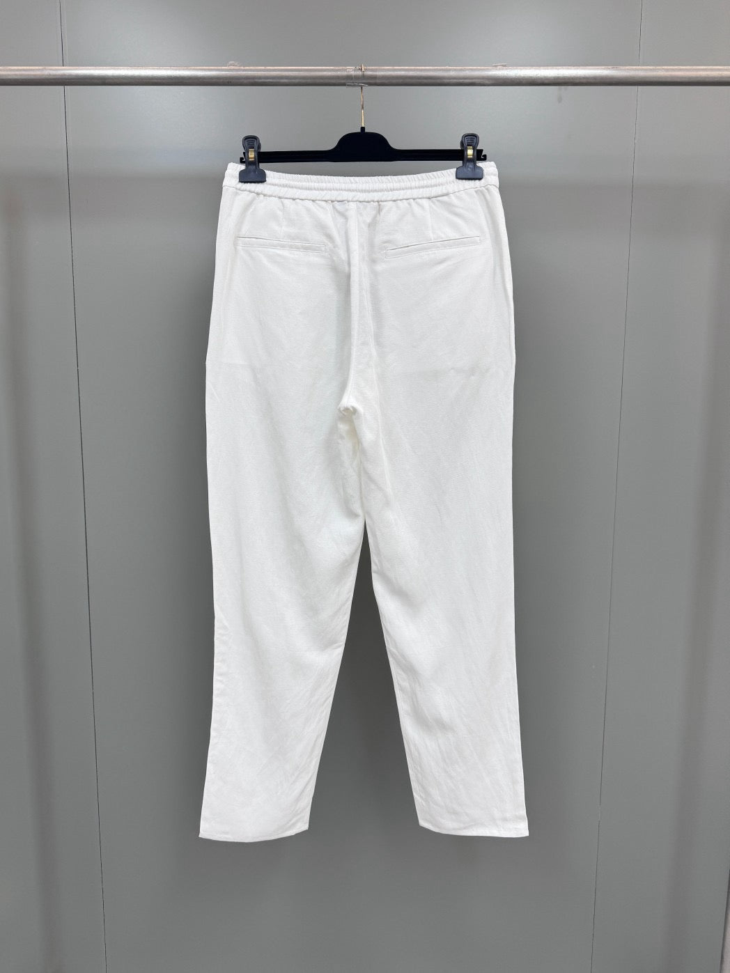White Cotton Drawstring Straight - Men's