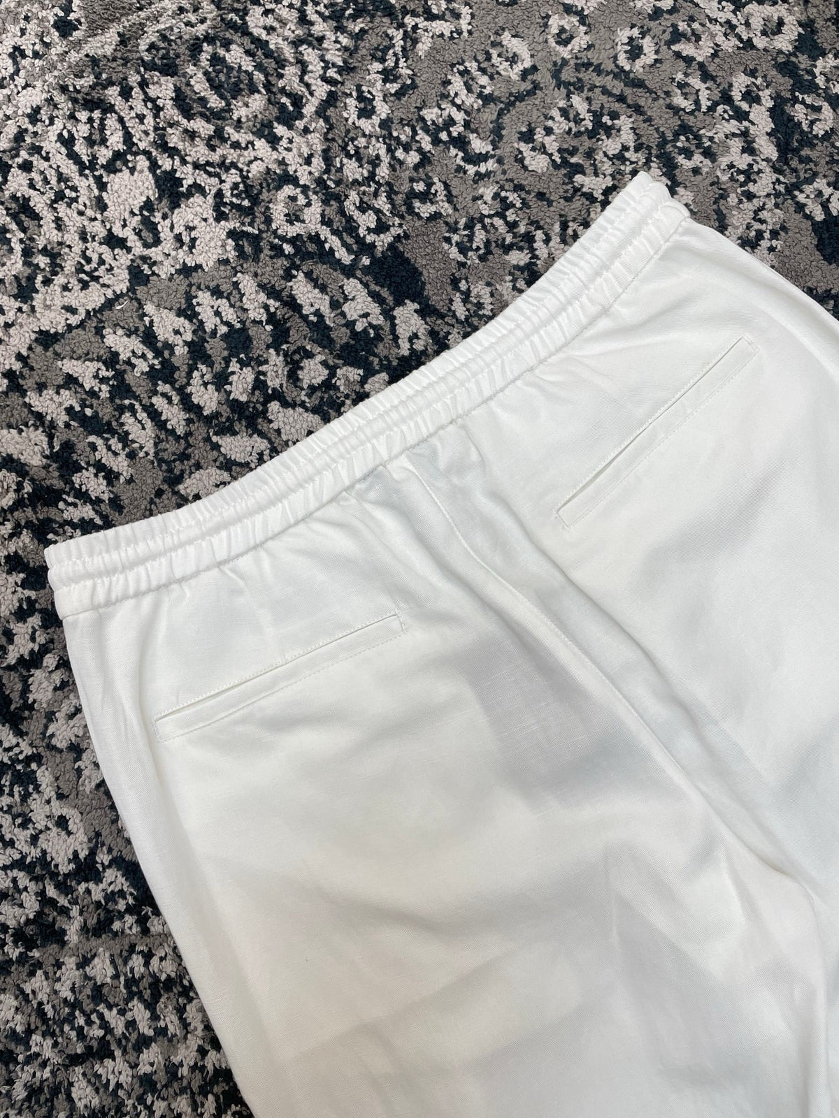 White Cotton Drawstring Straight - Men's