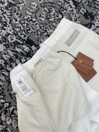 White Cotton Drawstring Straight - Men's
