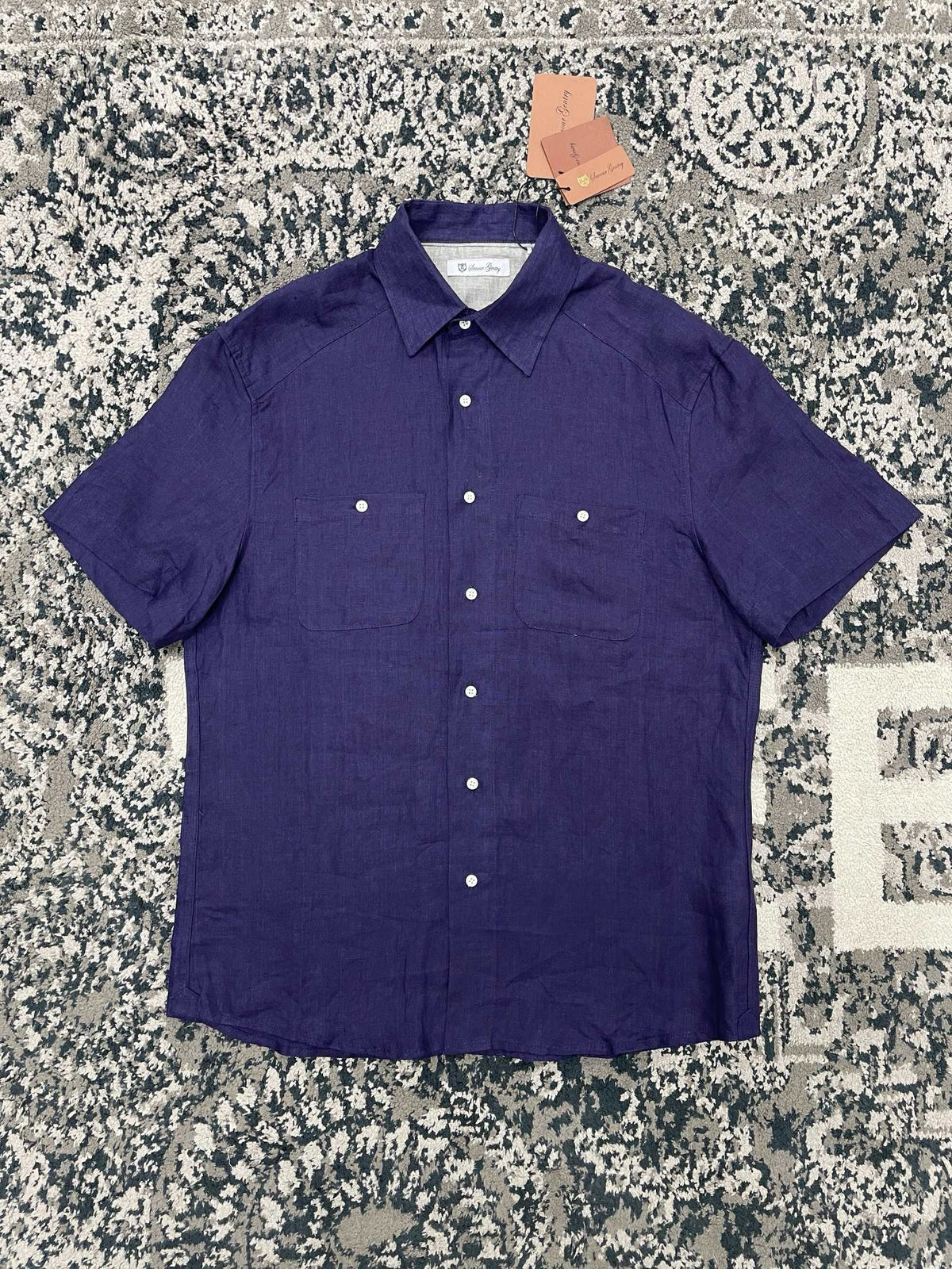 Purple Cotton Twin Pocket Short-Sleeve - Men's