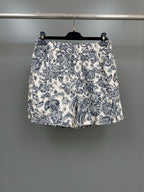 Cremefarbener Minirock aus Baumwolle mit Toile-Print – Damen