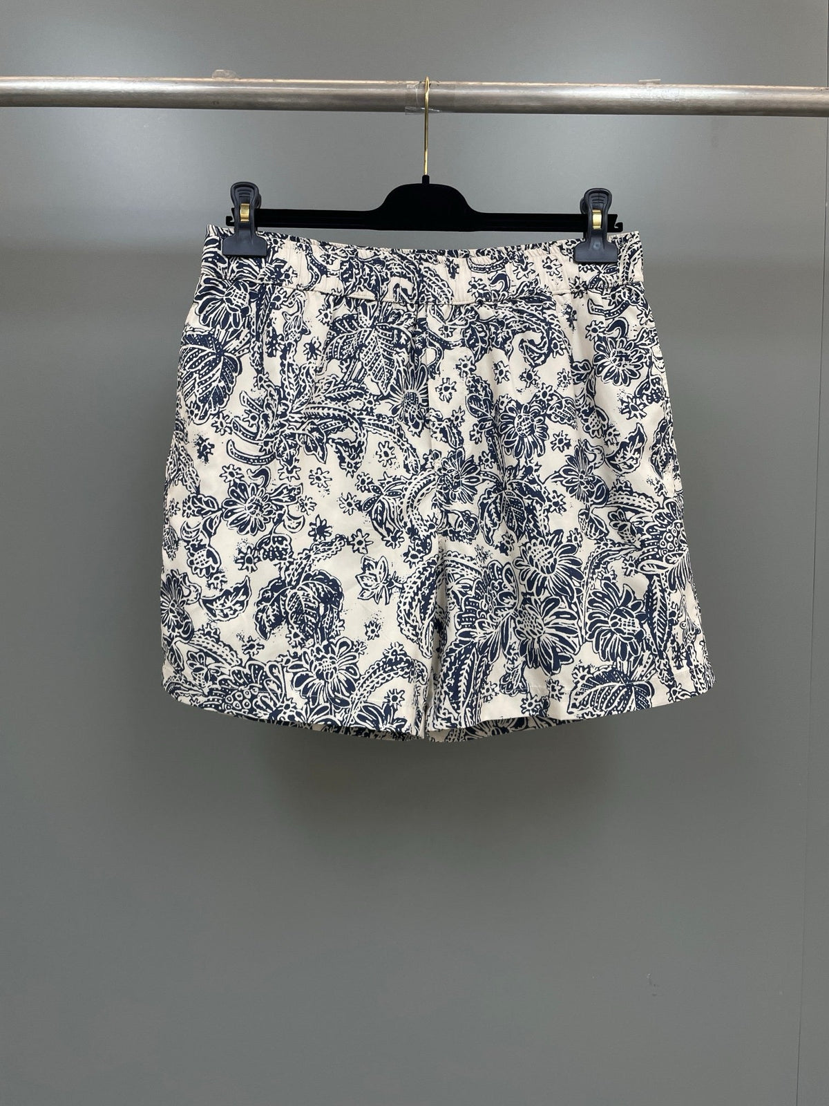 Cremefarbener Minirock aus Baumwolle mit Toile-Print – Damen