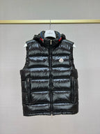 Black Nylon Contrast Collar Gilet - Men's