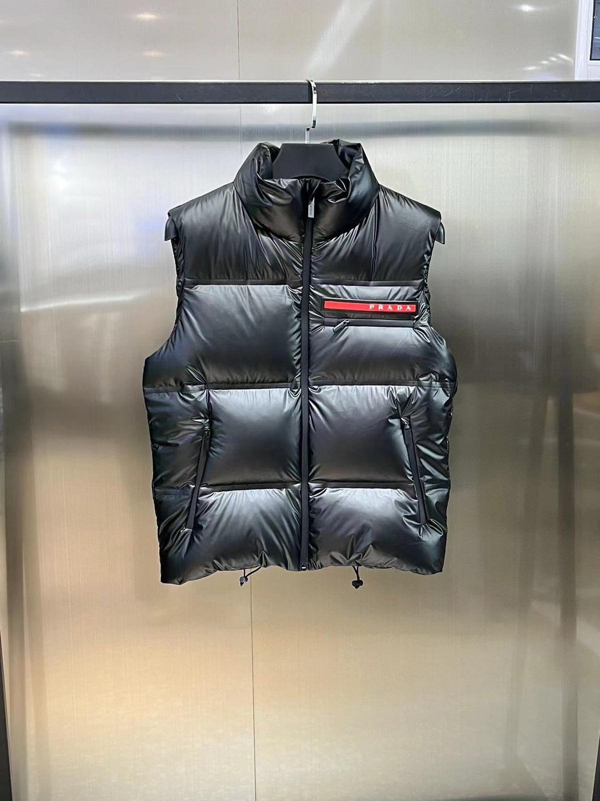 Black Nylon Panelled Gilet - Men's