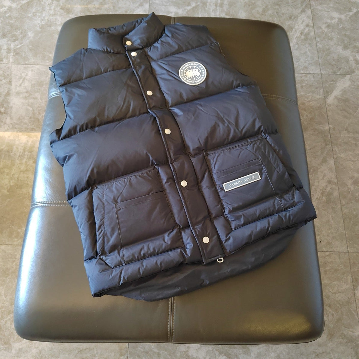 Blaue Nylon-Steppweste – Herren