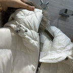 Schwarz-weiße Steppjacke – Damen