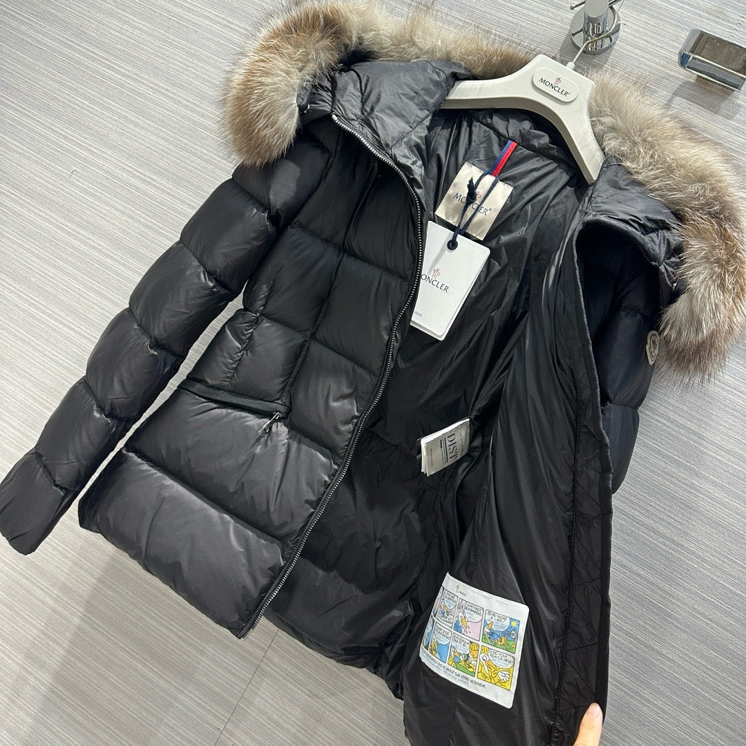 Schwarz-weiße Steppjacke – Damen