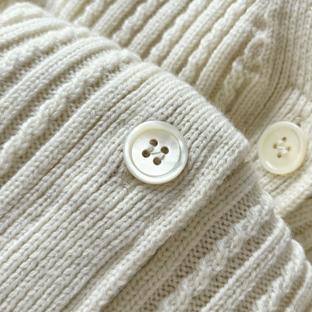 Gerippte Strickjacke aus grauer Wolle – Damen