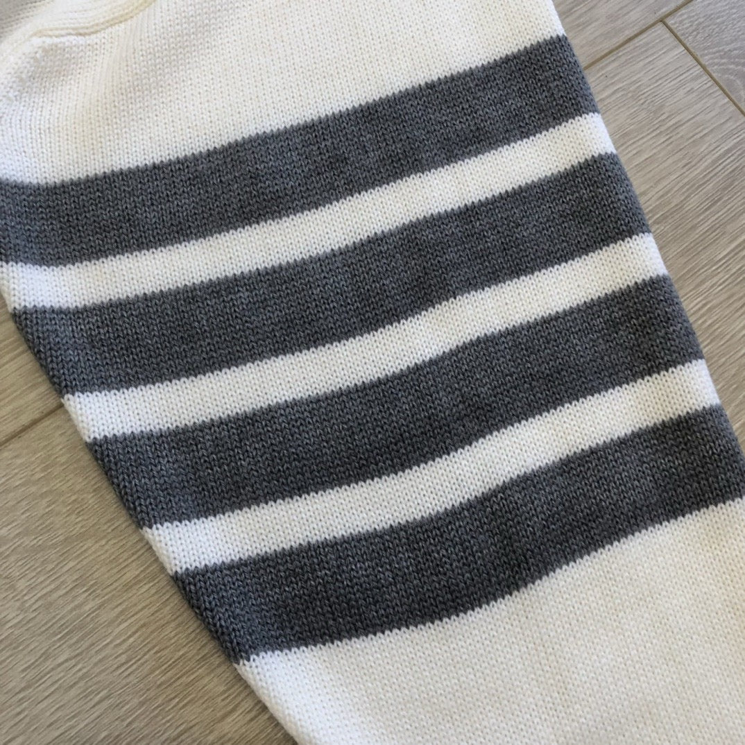 Cremefarbener Cardigan aus Wolle mit Streifenmuster – Herren
