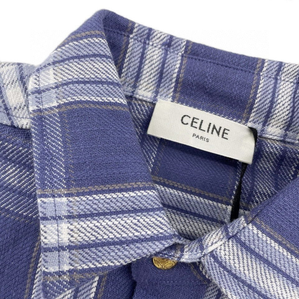 Blaues Flanell-Overshirt mit Karomuster – Damen