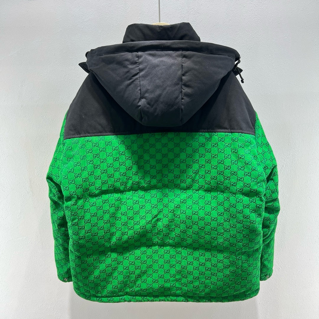 Black and Green Puffer Jacket - Men's