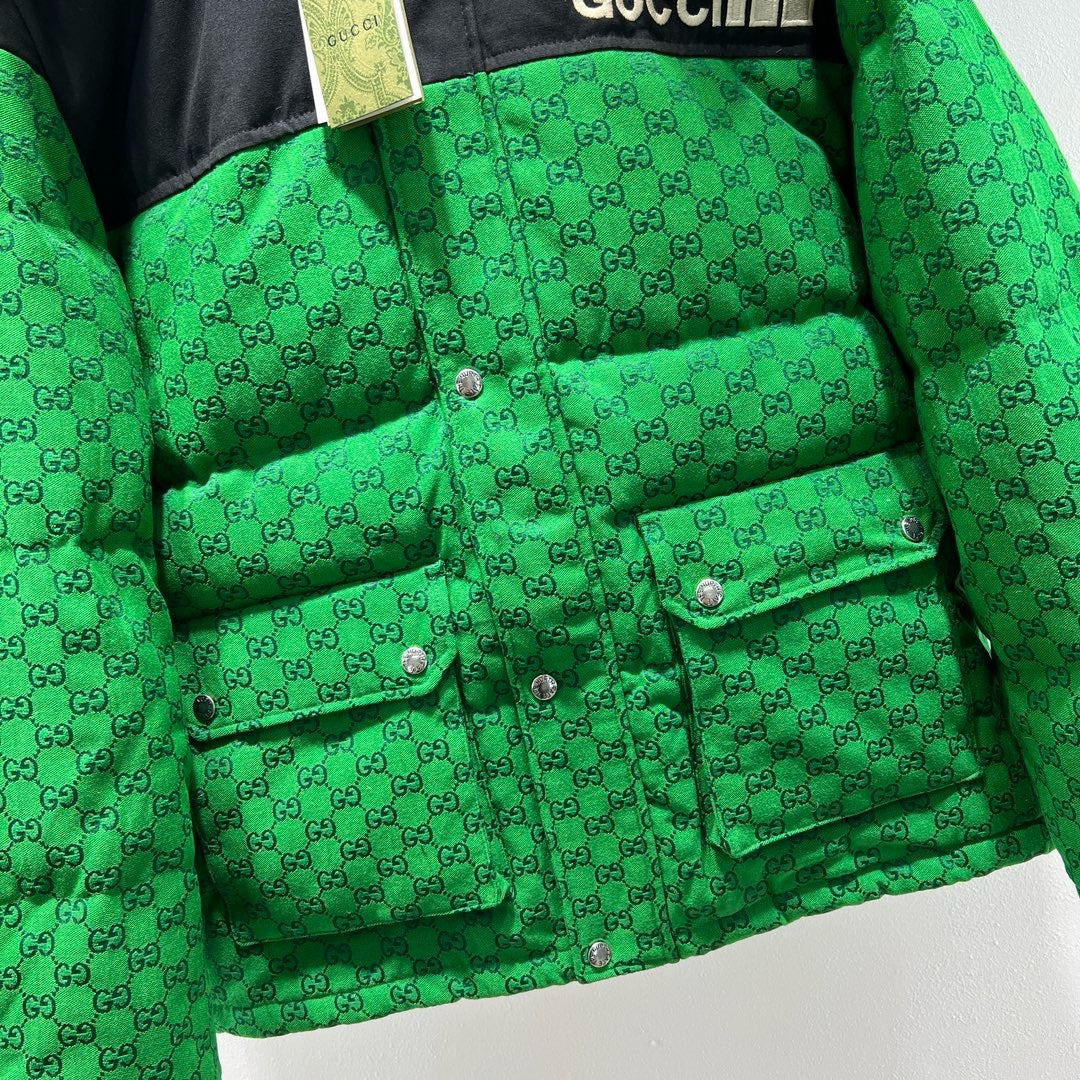 Black and Green Puffer Jacket - Men's