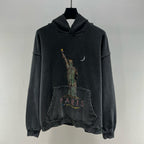 Grauer Baumwoll-Pullover mit Washed-Print – Herren