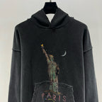 Grauer Baumwoll-Pullover mit Washed-Print – Herren