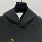 Grauer Baumwoll-Pullover mit Washed-Print – Herren