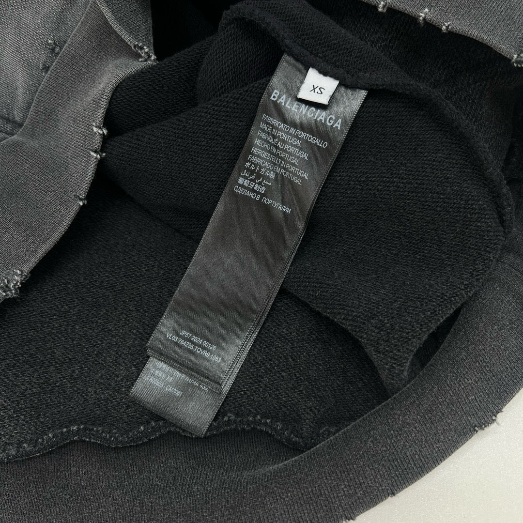 Grauer Baumwoll-Pullover mit Washed-Print – Herren