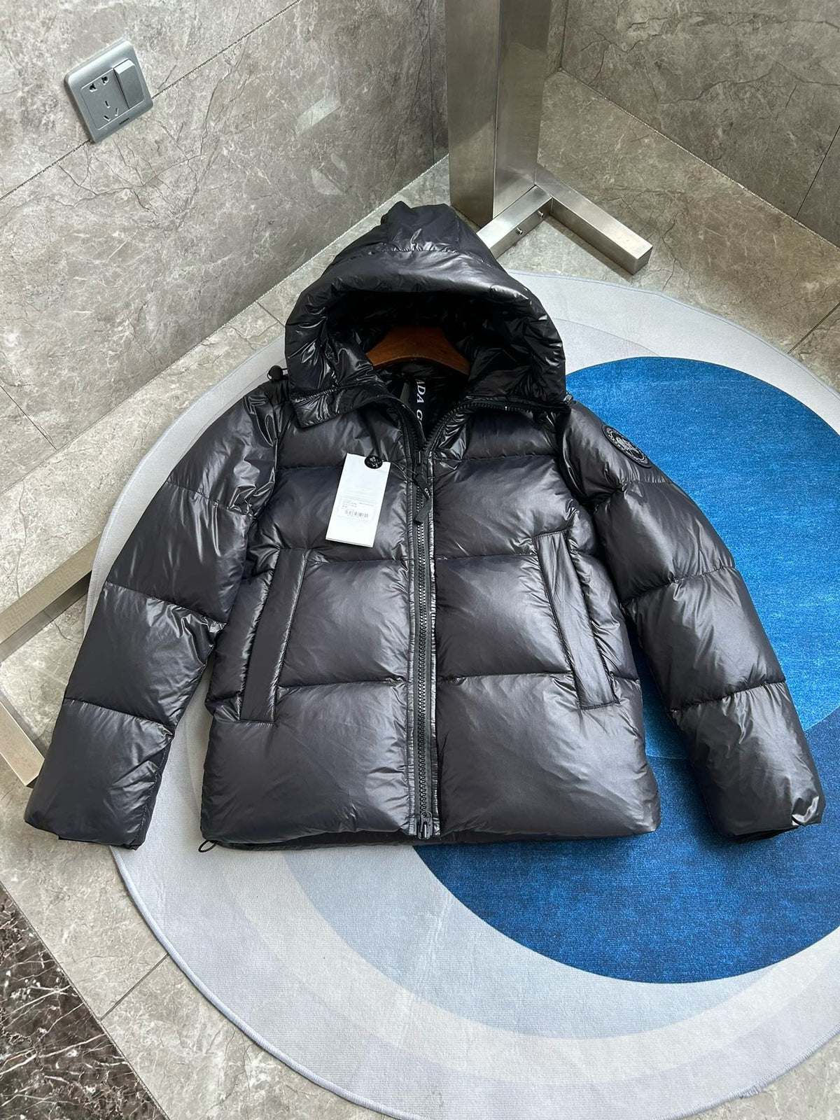 Black and Grey Puffer Jacket - Men's