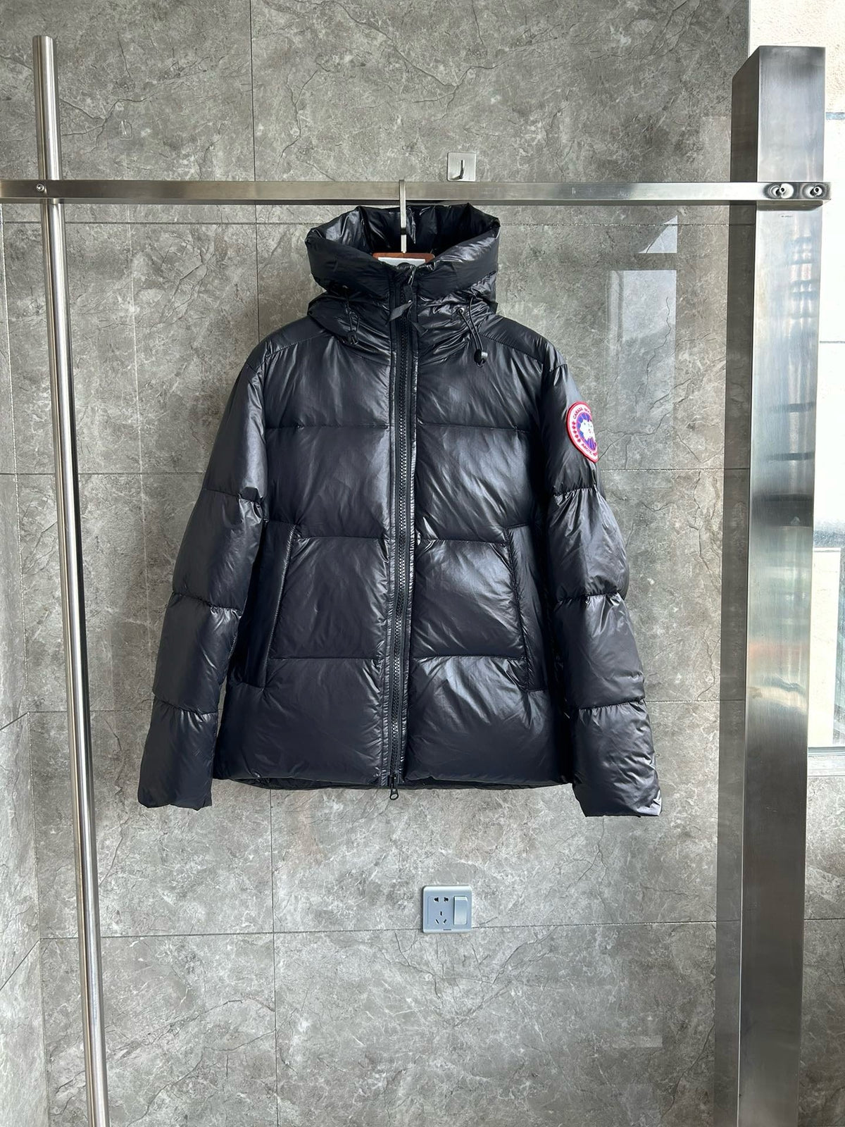 Black and Grey Puffer Jacket - Men's