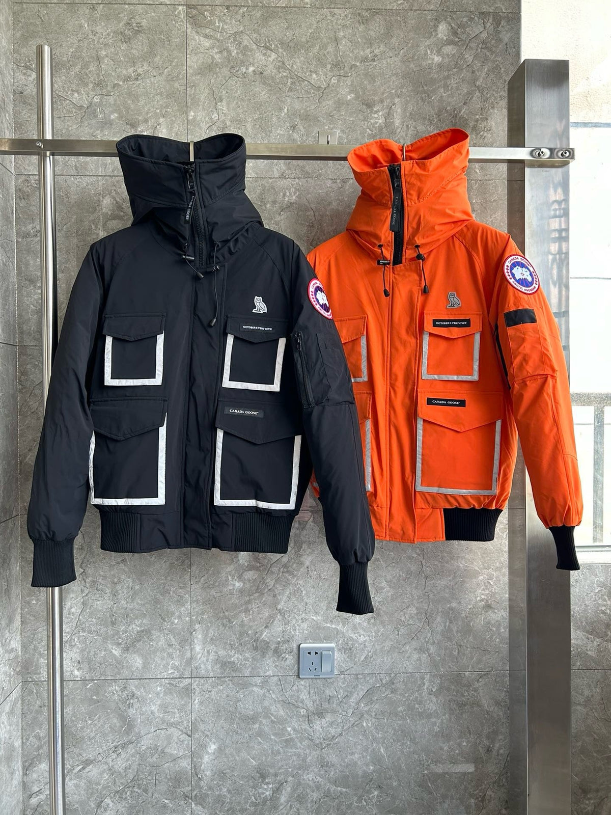 Marineblauer technischer Parka aus Nylon – Herren