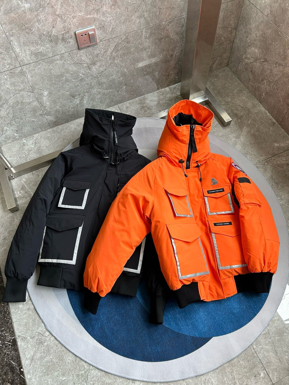 Marineblauer technischer Parka aus Nylon – Herren