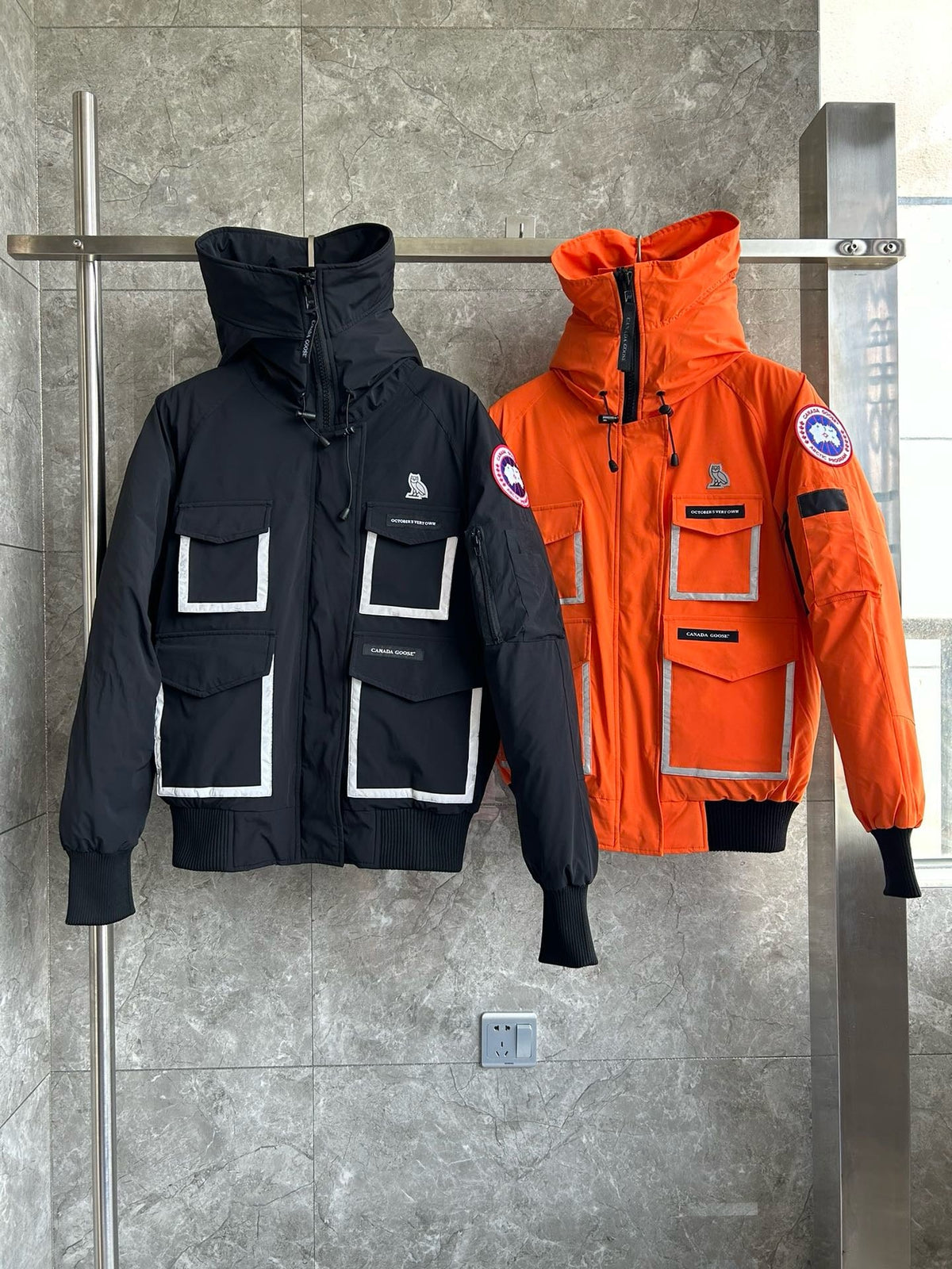 Marineblauer technischer Parka aus Nylon – Herren